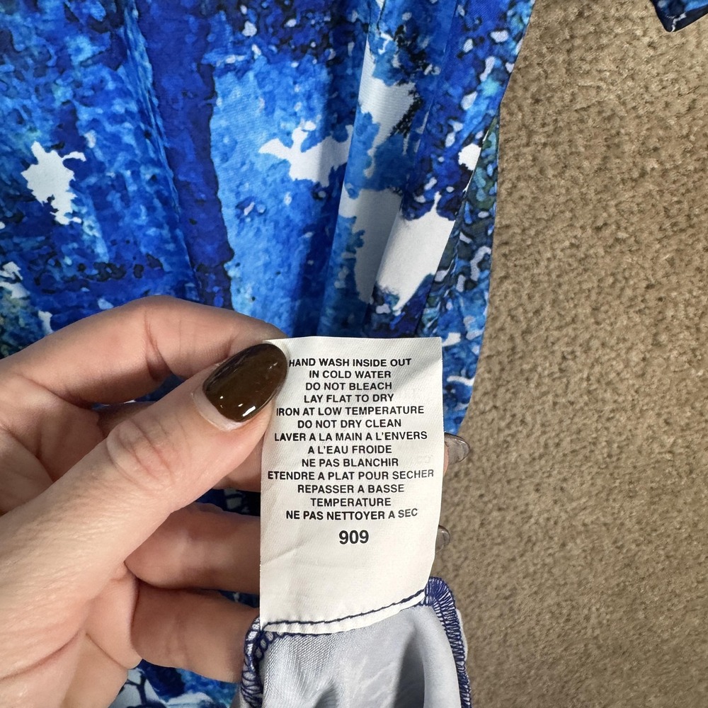 Sympli‎ T Shirt Dress Womens 4 Blue Abstract Print Short Sleeve Swing Pockets - Picture 8 of 10